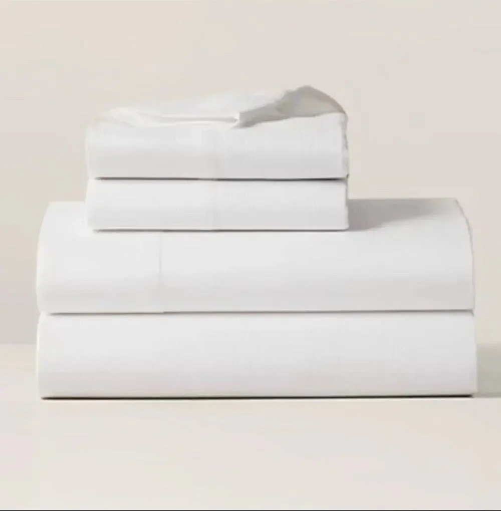NWT Ralph Lauren Home Organic Cotton Lovan King Fitted Flat Sheet Studio White